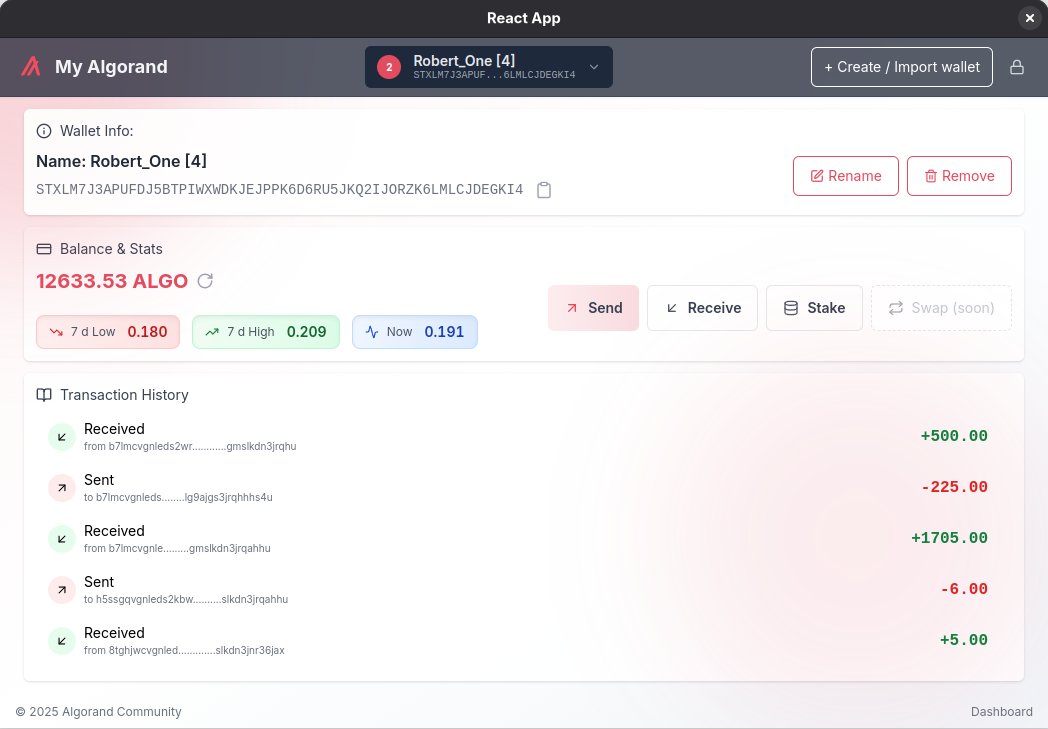 Algo Wallet desktop screenshot